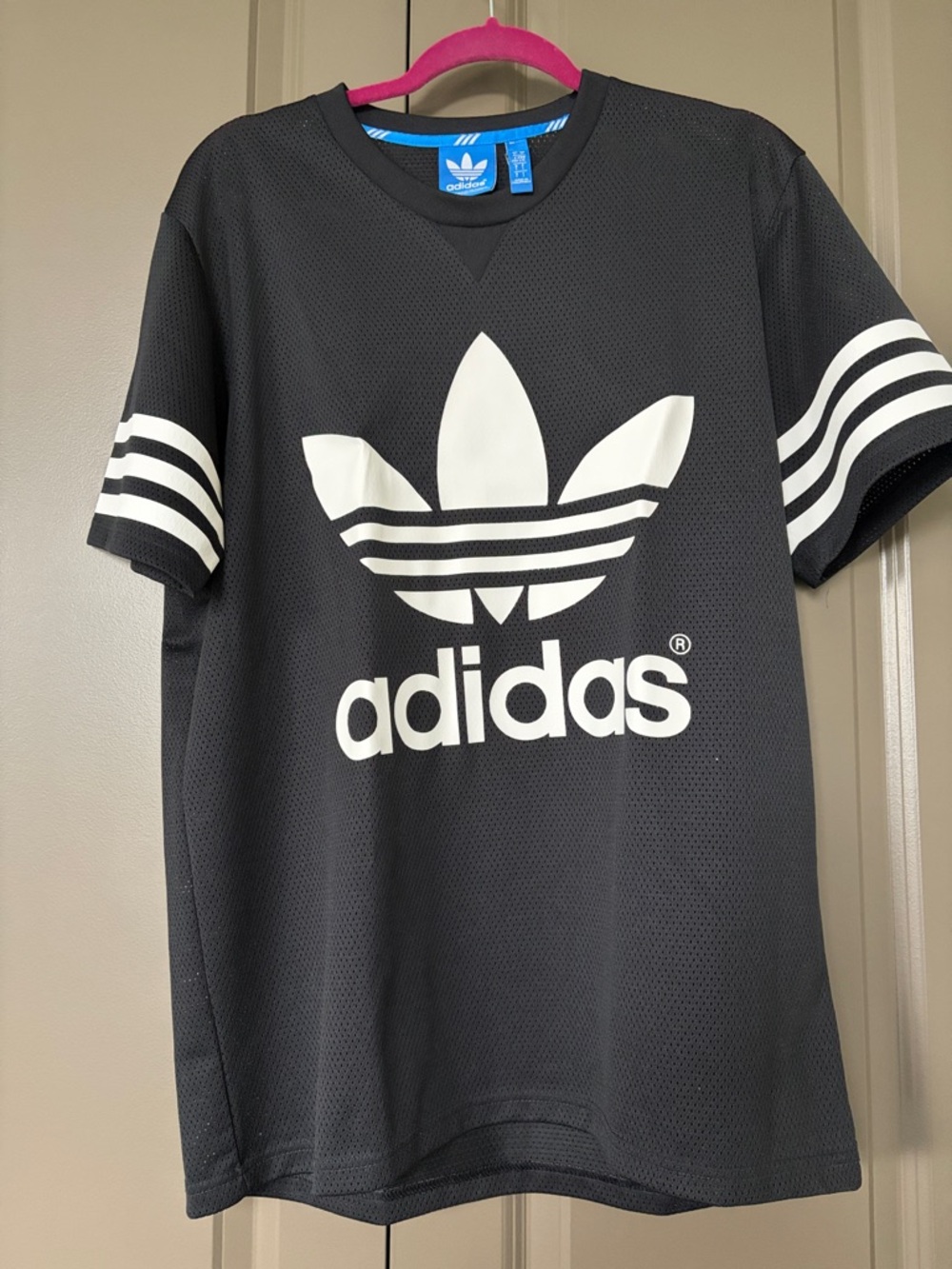 ADIDAS Originals Mesh Black Tee with White Trefoil Logo